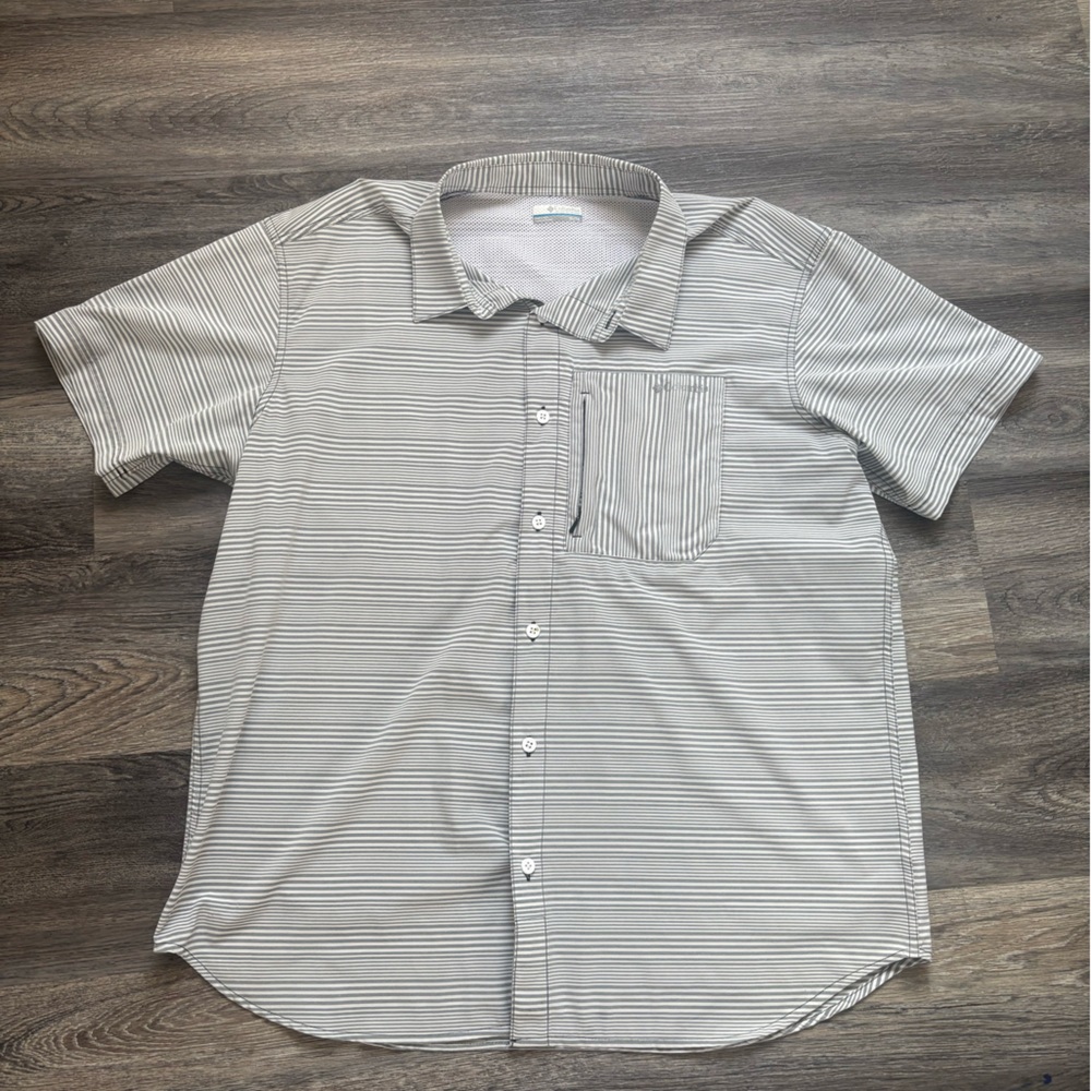 Columbia Grey Striped Button-Up Shirt with Pocket